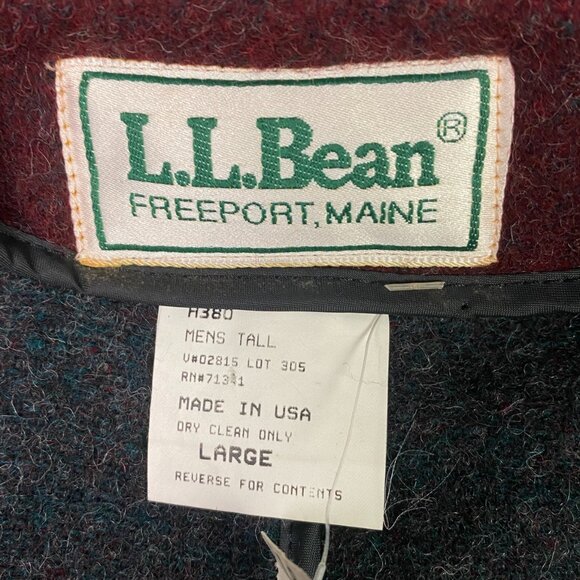 Vintage LL Bean Coat Jacket Mens Large Tall Red Hooded USA Blanket NWT Deadstock - Picture 9 of 16